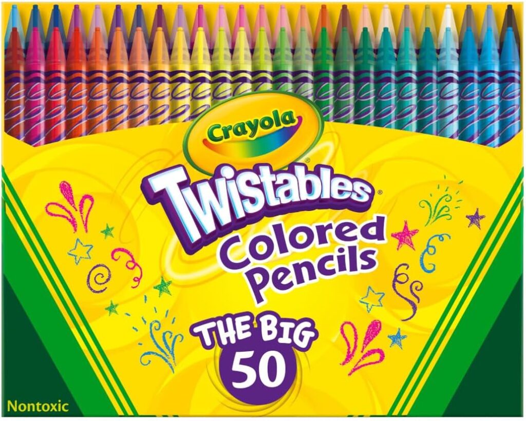 Crayola Twistables Colored Pencil Set (50ct), No Sharpen Colored Pencils For Kids, Kids Art Supplies for Back to School, 4+ [Amazon Exclusive]